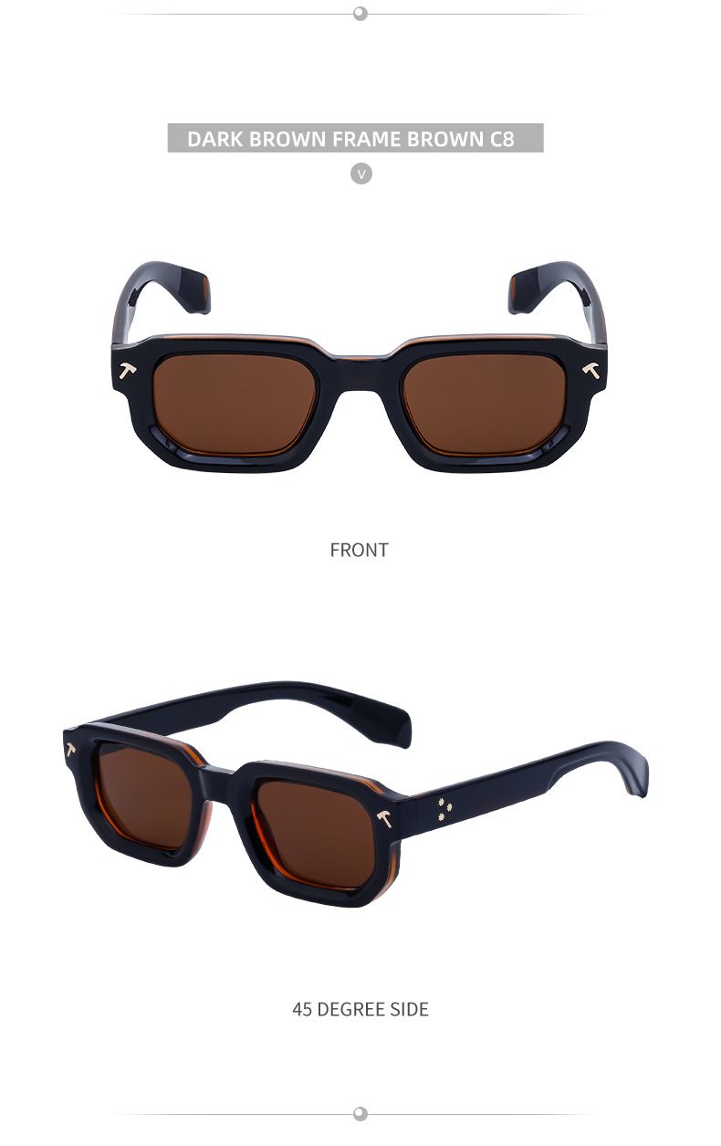 Neue modische Sonnenbrille mit quadratischem Rahmen für Herren, Persönlichkeit, einfache Sonnenbrille, schwarze Sonnenbrille für Herren_voghion.com