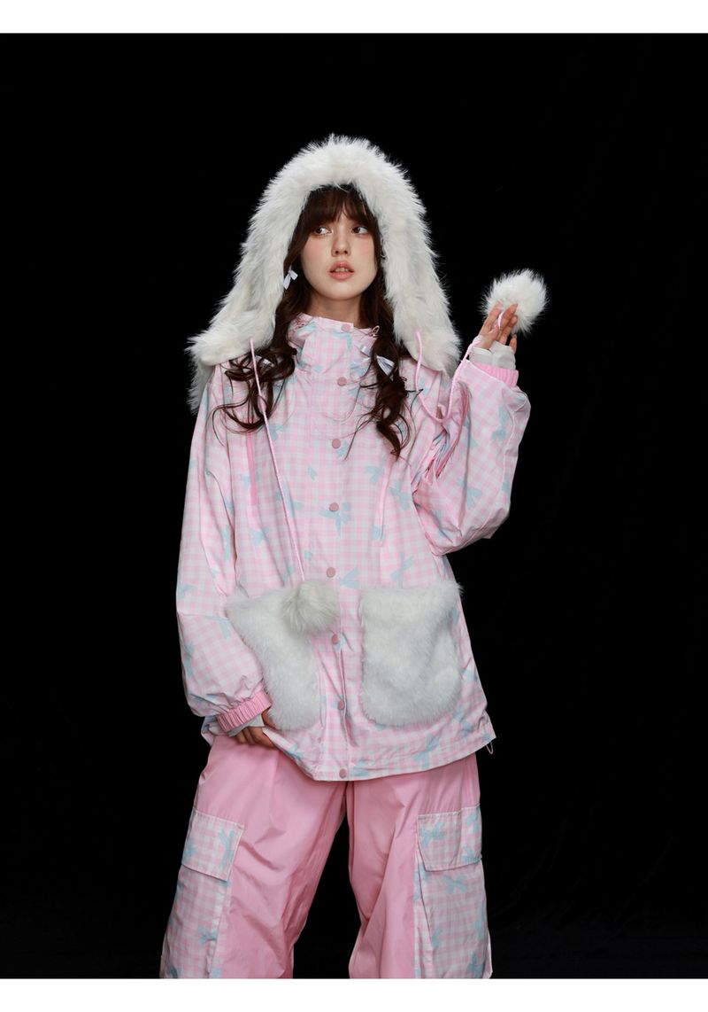 Damen 3L Snowboardanzug 2024 Schneehose Skijacke Fleecegefüttert Wasserdicht_voghion.com