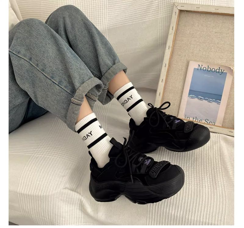 Atmungsaktive Wanderschuhe für Damen mit dicker Sohle, multifunktionale Freizeit-Sneakers, Papa-Schuhe für Damen_voghion.com
