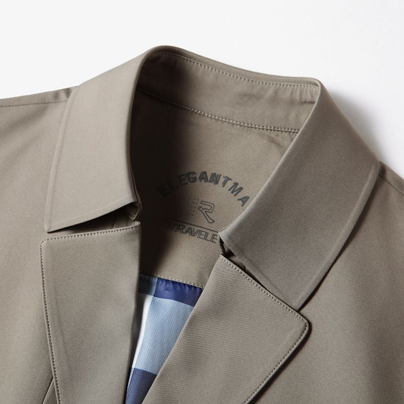 Trench monopetto casual da uomo, modello business di lusso, modello primavera-autunno 2025, tinta unita, con colletto rovesciato_voghion.com