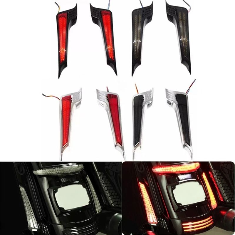 2xMotorcycle Rear Fender Led Side Lights Filler Panel Turn Signal Brake Lamp For Harley Touring Road King Street Glide 2014-2023_voghion.com