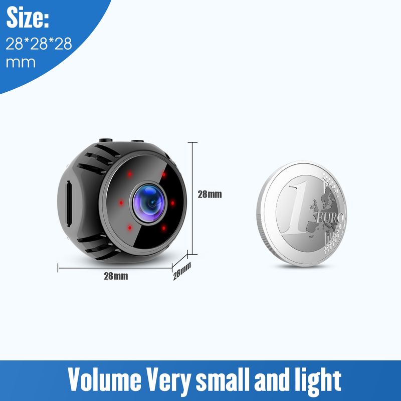 Cameră mini W8 HD 1080P cu viziune nocturnă, supraveghere video cu baterie, Wifi, cameră inteligentă pentru casă (negru)_voghion.com