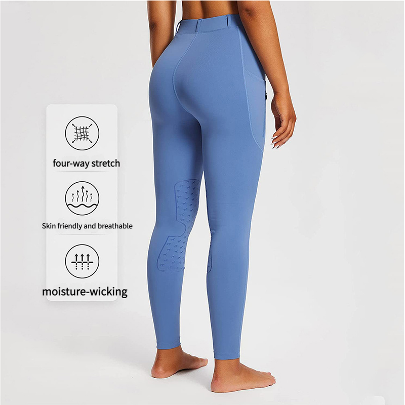 Women's Tight Pants With Zipper Pocket Riding Suit High Waist Tummy Control Half Silicone Equestrian_voghion.com