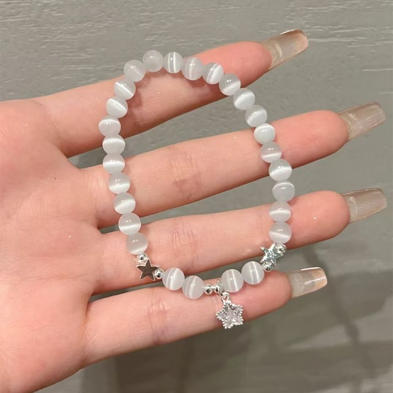 Pure Silver Star Cat Eye Stone Bracelet For Women, With A Niche Design And High-end Temperament. Exquisite Best Friend_voghion.com