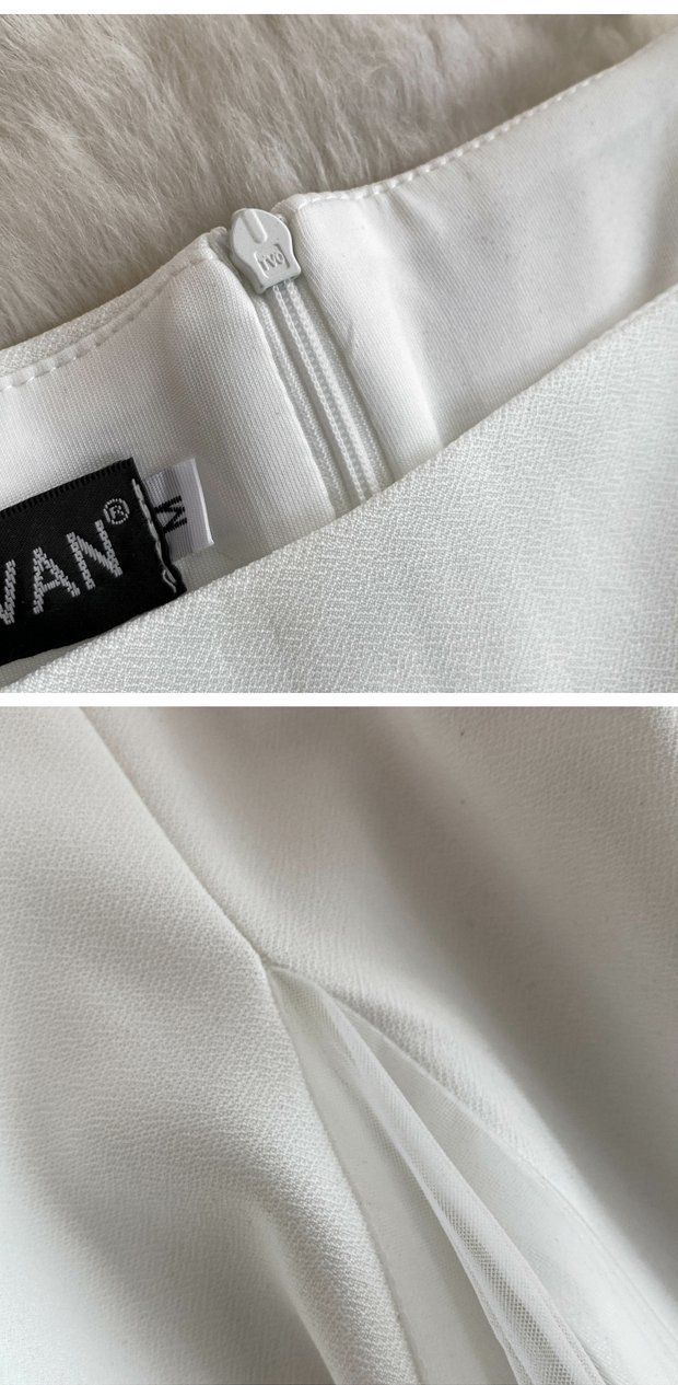 Abito bianco da donna con temperamento francese, colletto quadrato, vita sottile, abito da fata in rete, abito di fascia alta, di media e lunga durata_voghion.com