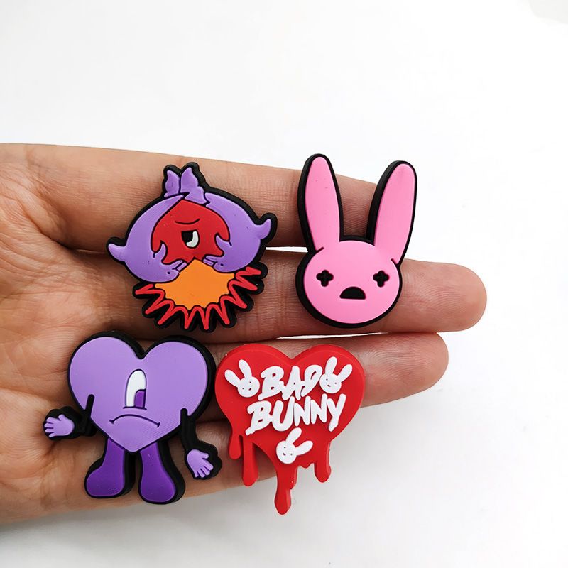 26 Sätz vun Zeechentrickfilm Bad Rabbit Serie Schong Blummen Dekorativ Schnalle Perséinlechkeet DIY Gaart Schong Schnalle Accessoiren_voghion.com