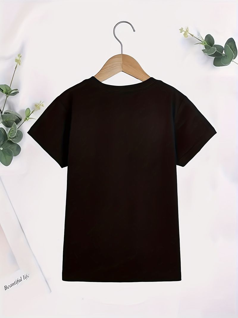 Kids’ Clothing Girls Letter Print Round Neck Short Sleeved T Shirt Children's Casual Summer Wear_voghion.com