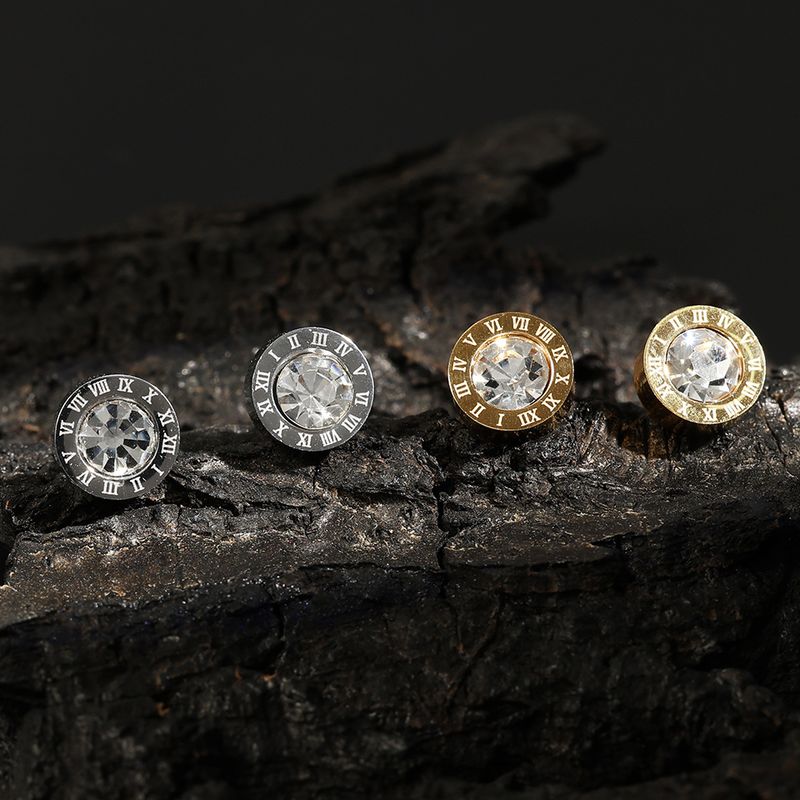 Zircon Roman Numerals Earrings With Diamonds New Temperament Earrings Versatile High End Jewelry Female Earrings_voghion.com