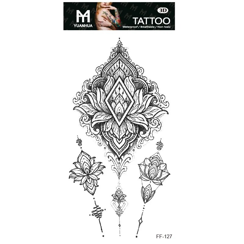 Tatuagem falsa temporária à prova d'água, braço masculino, feminino, cabeça de lobo humano, totem, texto árabe, descartáveis, adesivos falsos, femininos_voghion.com