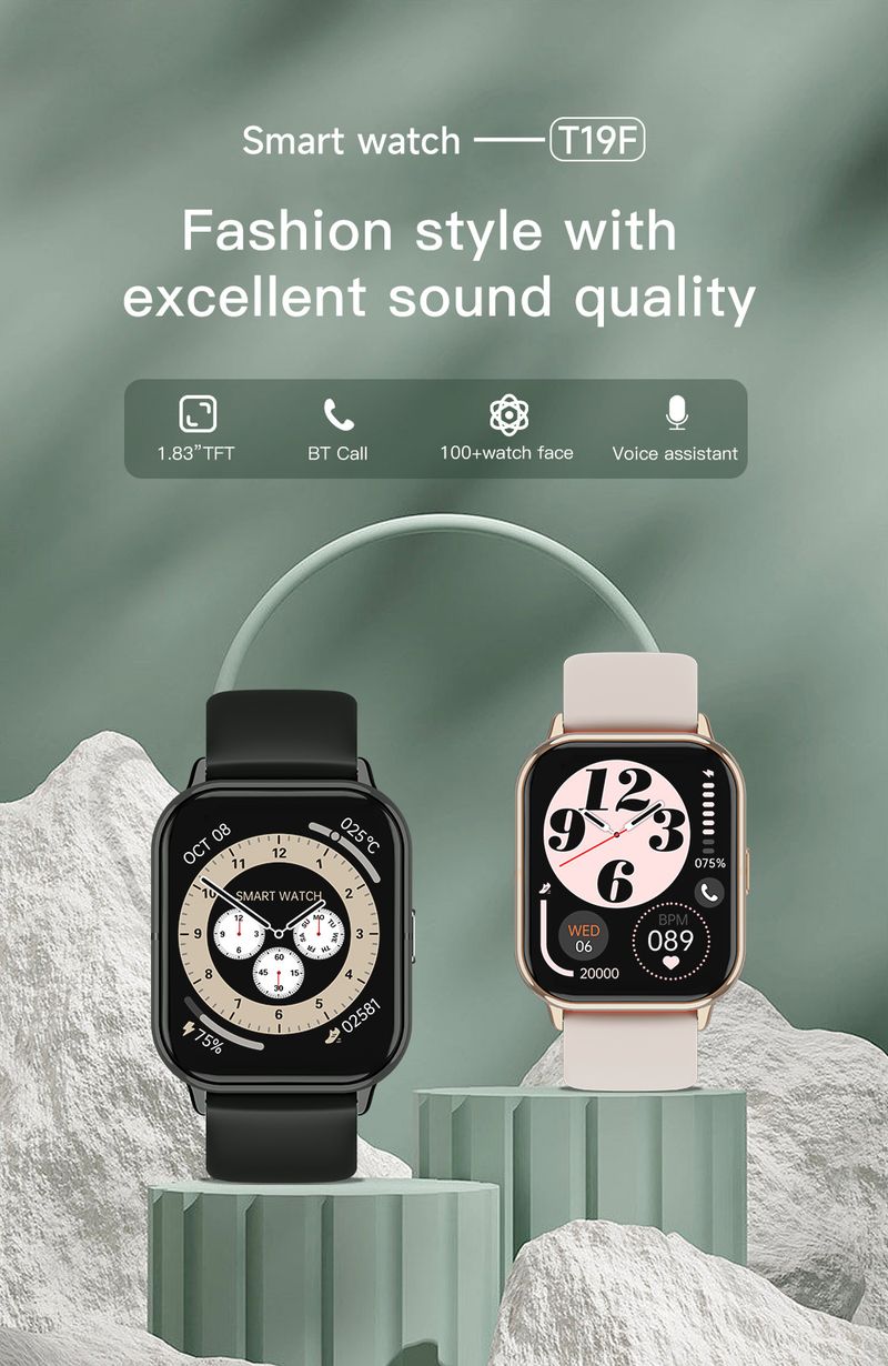 T19F Popular Bluetooth Phone Watch Huaqiangbei 1.83 Real-time Heart Rate Blood Oxygen Sleep Sports Smart Watch_voghion.com
