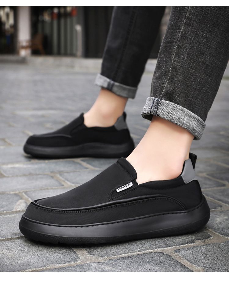 Summer Casual Breathable Cloth Versatile Solid Color Simple Soft Sole Slip-On Trendy Lazy Men's Shoes_voghion.com