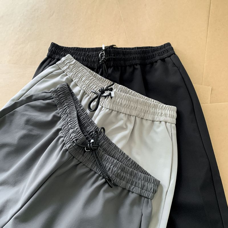 Herrkläder Höst- och vinterbyxor med komposit, förtjockad drapering, raka, smala, casualbyxor, textur, för att visa benlängd_voghion.com