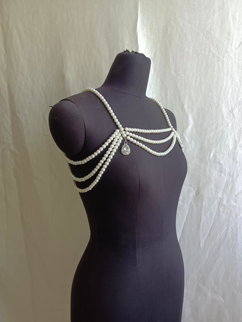 zq4340 Ciondolo con pietre preziose transfrontaliere più venduto europeo e americano catena di perle multistrato fatta a mano accessori di abbigliamento con catena per il corpo_voghion.com