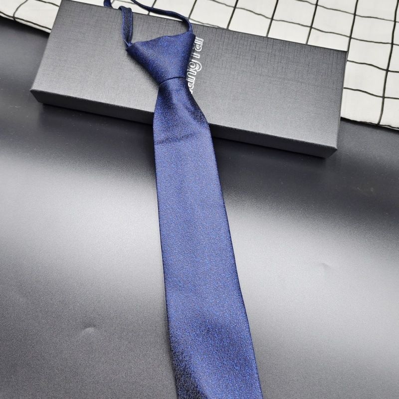 Cravatta da lavoro blu navy senza nodo con cerniera per uomo, 8 cm, da donna, per matrimoni formali, esibizioni corali_voghion.com