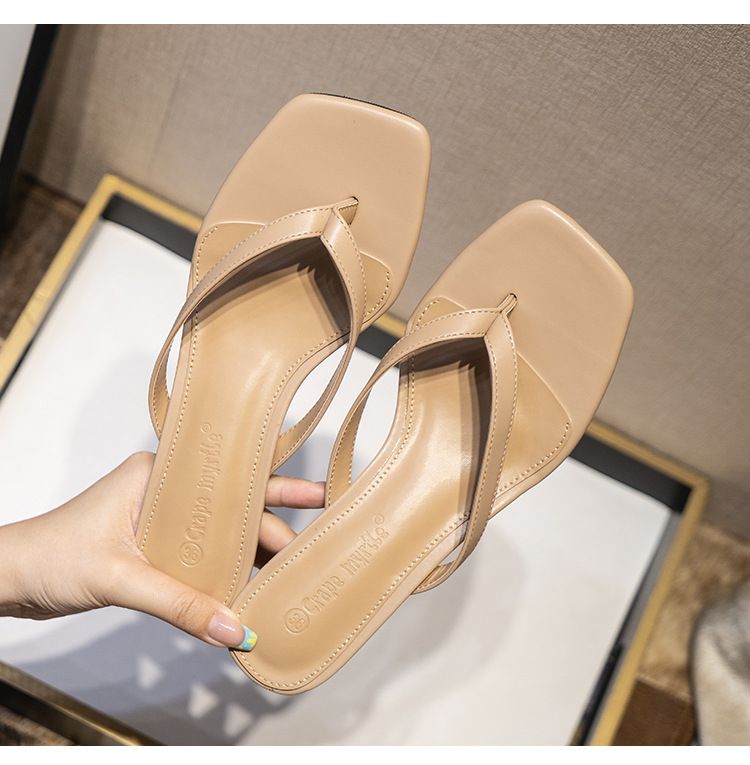 Square Flip-Flops French Style Kitten Women New Summer Mid-High Toe Clip Thin Heel Sandals For Utdoor Wear_voghion.com