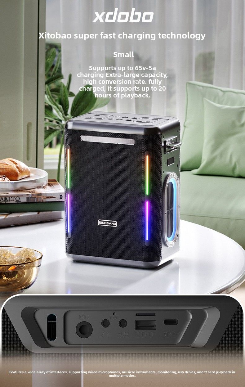 【Alta qualidade】 Xidobao Xdobo Party 1981 Bluetooth 300W de alta potência para karaokê doméstico e transmissão ao vivo para ambientes externos_voghion.com