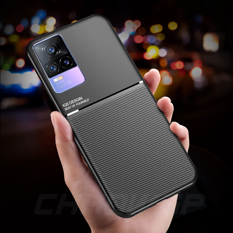Automašīnas magnētiskā turētāja tālruņa korpuss priekš Vivo V21E V20 V25 Y20 Y30 Y50 Y70 Y73 Y31 Y51 Y52S Luxury ādas aizsardzības mīksts TPU vāciņš_voghion.com