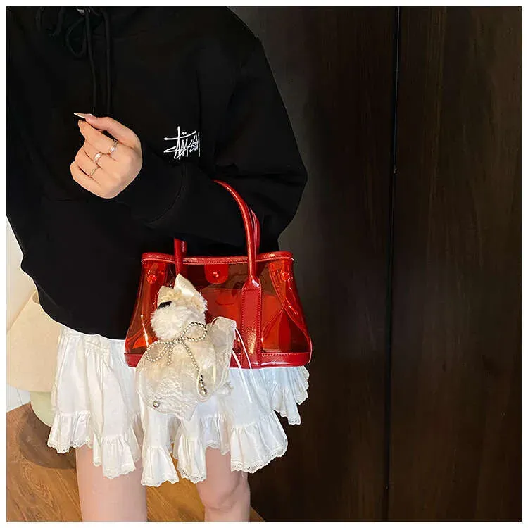 Borsa a tracolla trasparente Niche, grande capacità, alla moda, casual, da pendolare_voghion.com