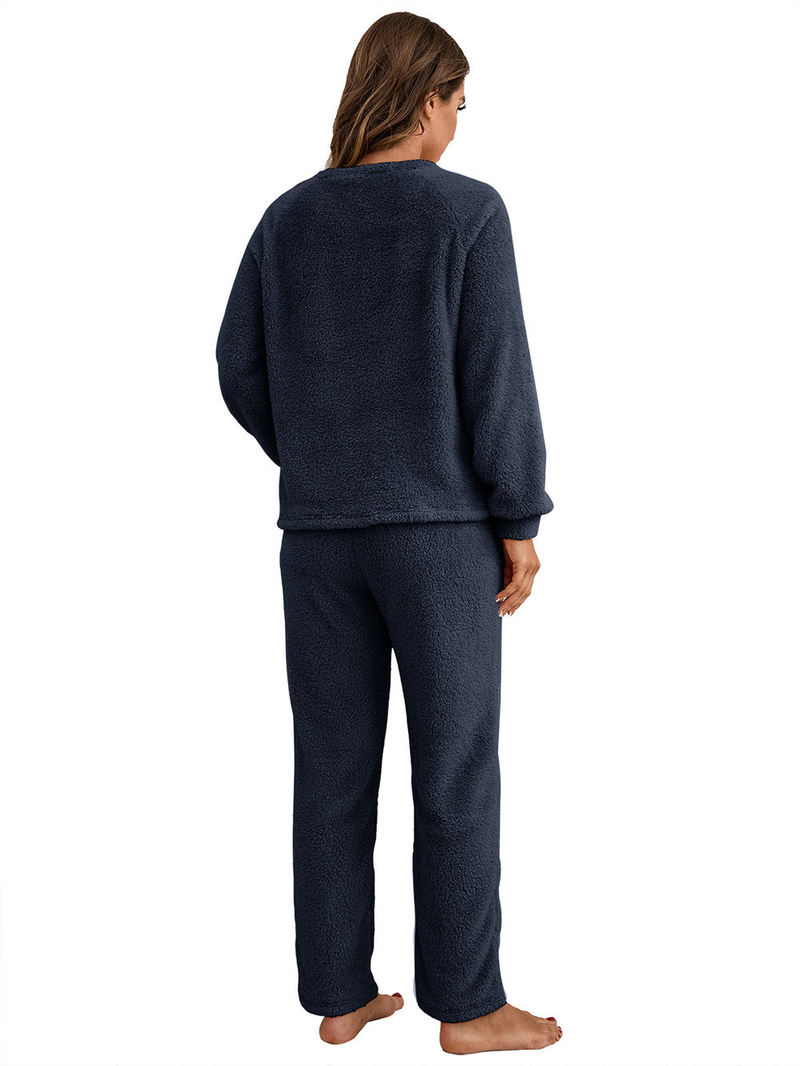 Women's solid color plus size thick winter clothing warm hooded pajamas outside the home wear_voghion.com
