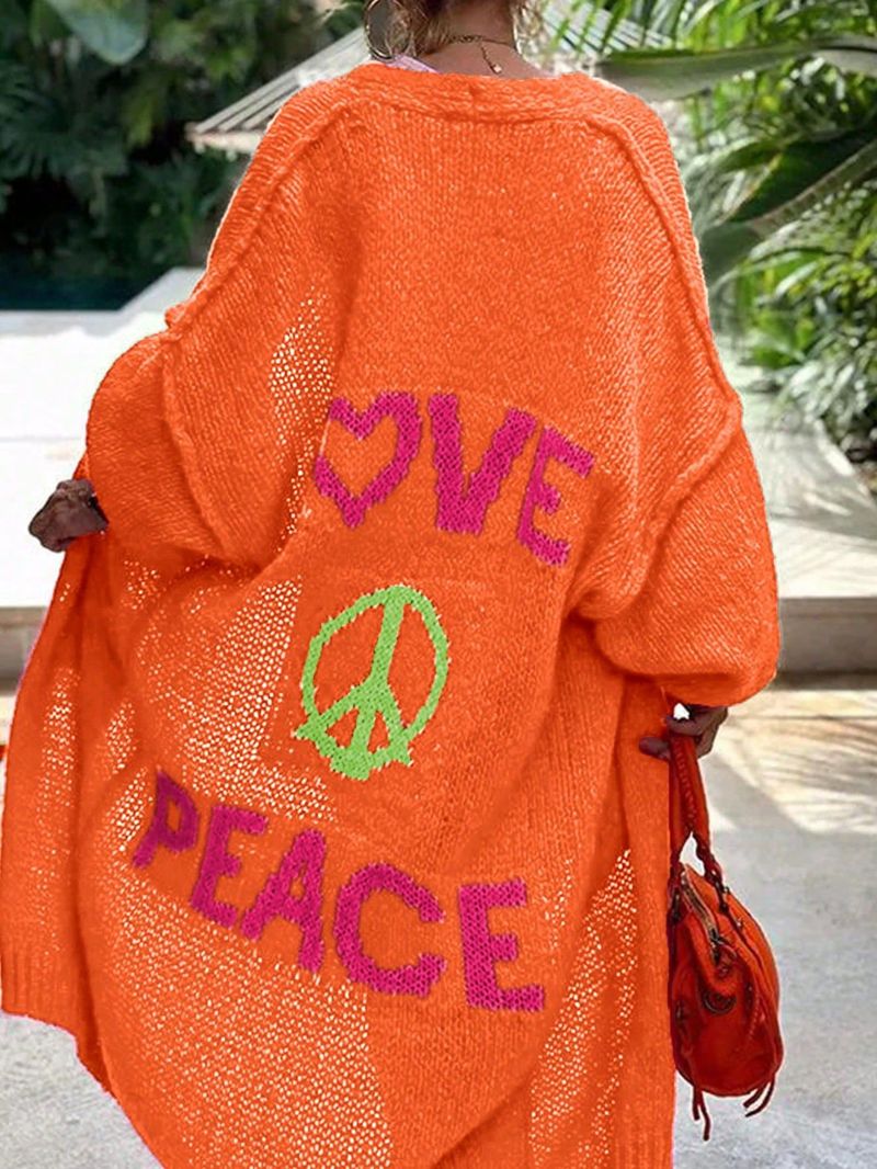 Oversized Longline Knit Cardigan – Women’s Open Front V-Neck Sweater In Soft Polyester Blend, Boho-Chic Layering Piece For Fall/Winter_voghion.com