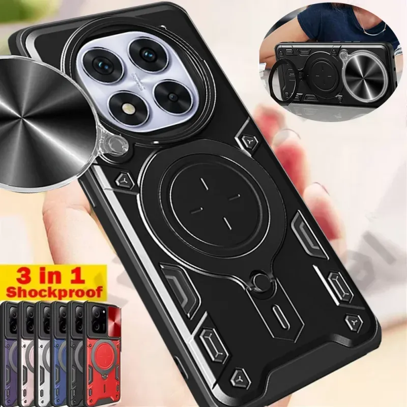 θήκη για xiaomi 14t redmi note 14 13 pro plus 4g 5g 14c note 13 pro μαγνητική περιστρεφόμενη κάμερα slide προστατευτικό δαχτυλίδι 360 βάση στήριξης_voghion.com