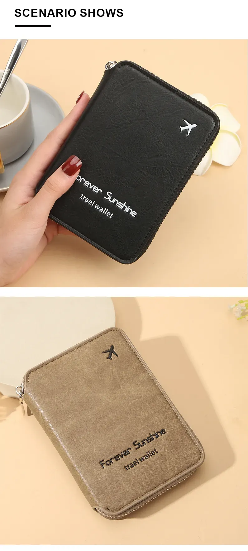 Card Holders Cross-border 2025 Anti-theft Passport Holder Zipper Short Travel Bag Multi-functional Document Storage_voghion.com