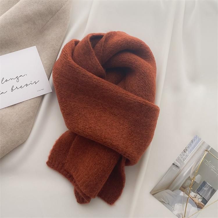 2025 New Trendy And Easy To Match Small Scarf Women's Autumn And Winter Soft Waxy Knitted Imitation Cashmere Neck Protection Scarf_voghion.com