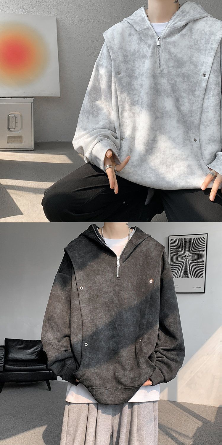 Giacca versatile da uomo con design tie-dye spesso, ampia giacca primaverile e autunnale, felpa con cappuccio in stile americano alla moda per uomo_voghion.com