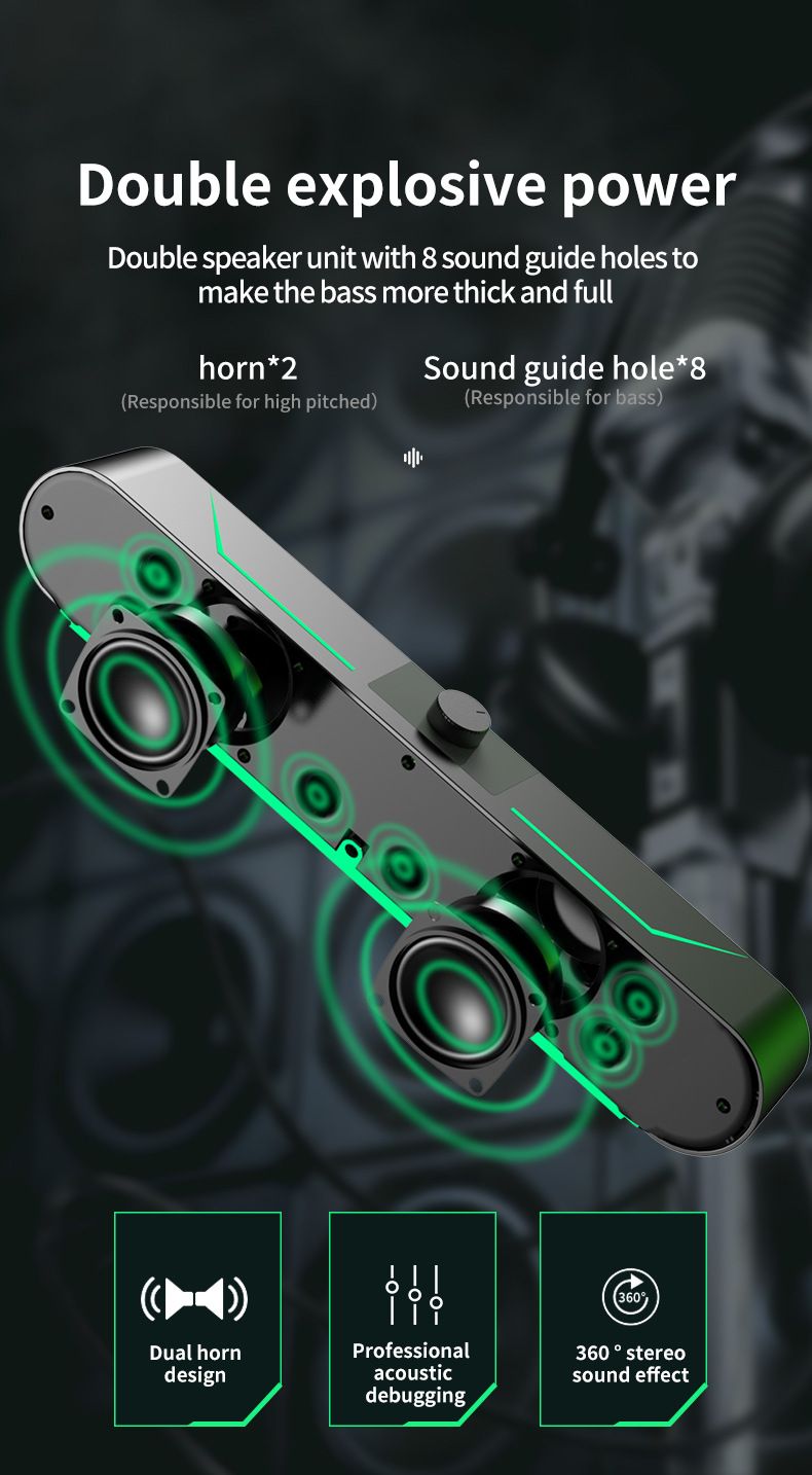 New Computer Gaming High Volume LED Light Desktop HIFI Stereo Speaker_voghion.com