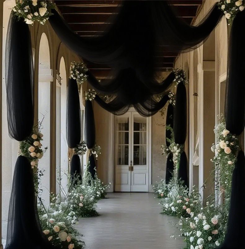 Sheer Curtain Scene Chair Back Mesh Party Ceiling Arrangement Drapery Decoration Supplies_voghion.com
