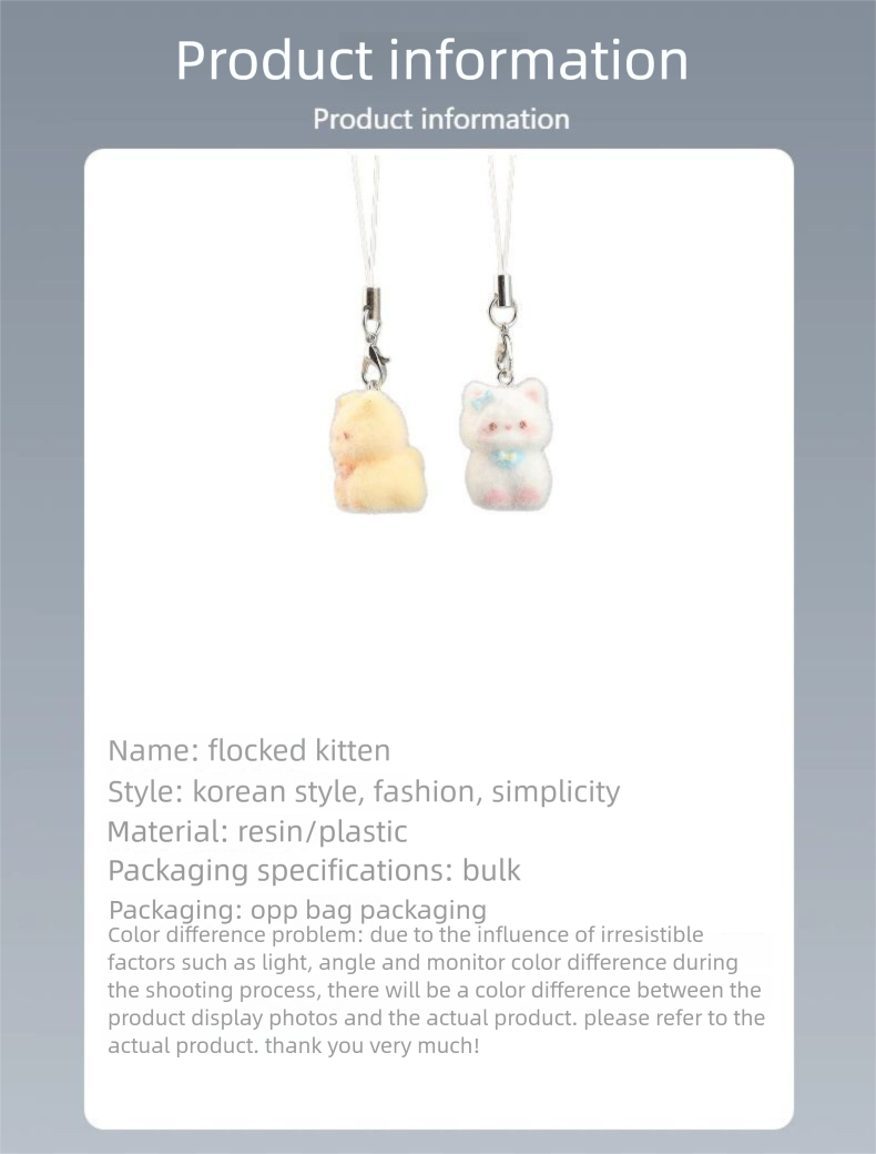 New Cartoon Cute Flocked 3D Resin Cat Keychain Bag Pendant Phone Strap Gift_voghion.com