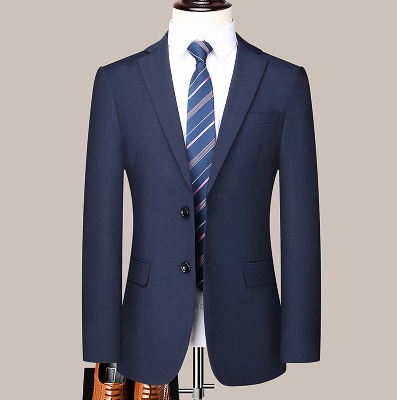 Solid color light business set for men's autumn new youth slim fit two button suit pants_voghion.com