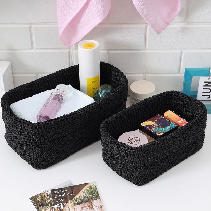 Cross-Border Hanging Bedside Desktop Cotton Thread Hand-Woven Fabric Wall-Mounted Storage Basket_voghion.com