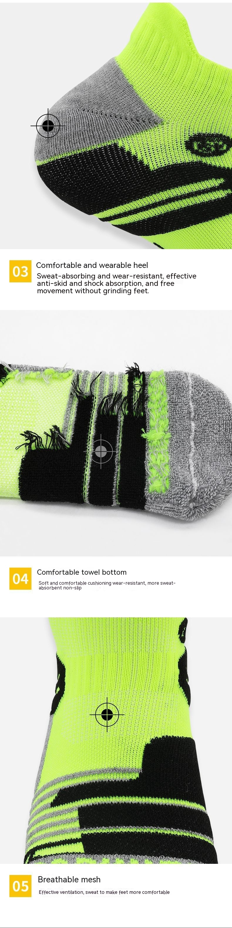 Professionelle Laufsocken für Herren und Damen, kurze Socken, atmungsaktive Radsportsocken mit Handtuchsohle, Badmintonsocken für Herren_voghion.com