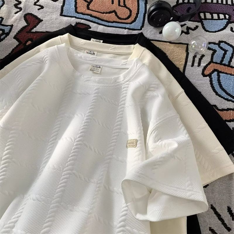 Short Sleeved T-shirt Men's Summer Loose Retro Shoulder Casual Top Versatile And Trendy_voghion.com