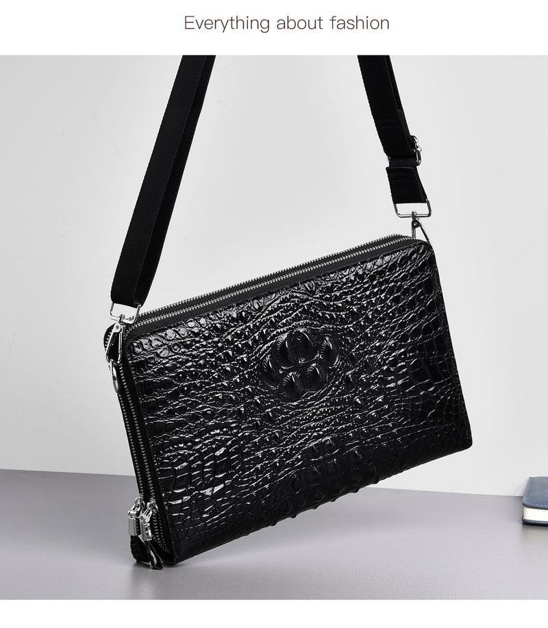 Men's Crocodile Pattern Leather Messenger Bag - Large Capacity Business & Casual Crossbody Bag Multi-Functional Designer Handbag_voghion.com