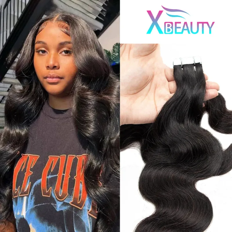 Body Wave -teippi hiustenpidennyksissä 50G 20 kpl luonnonmustia #1B hiustenpidennyksiä 22 24 26 tuumaa aitoja aitoja hiuksia naisille_voghion.com