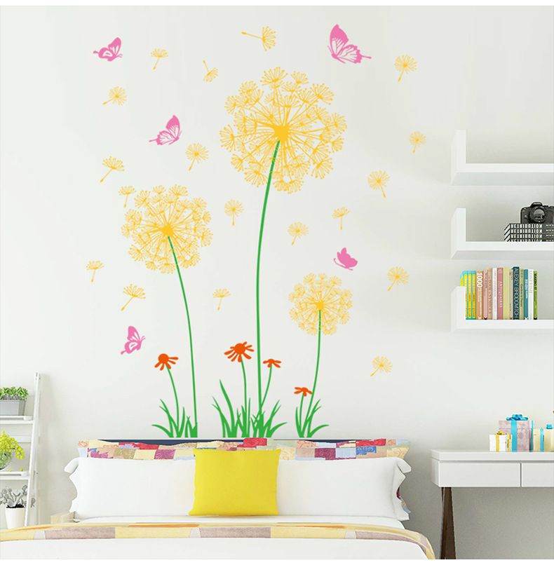 Chuanhao Spring Dandelion Wall Living Background Decoration Cozy Bedroom Room Arrangement Self-Adhesive Stickers_voghion.com