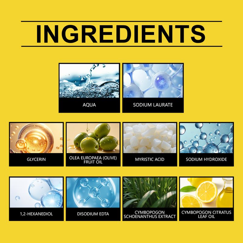 OCEAURA Lemongrass Lemon Moisturizing Face Body Cleansing And Softening Skin External Sapone quotidiano per la pulizia e l'ammorbidimento della pelle._voghion.com