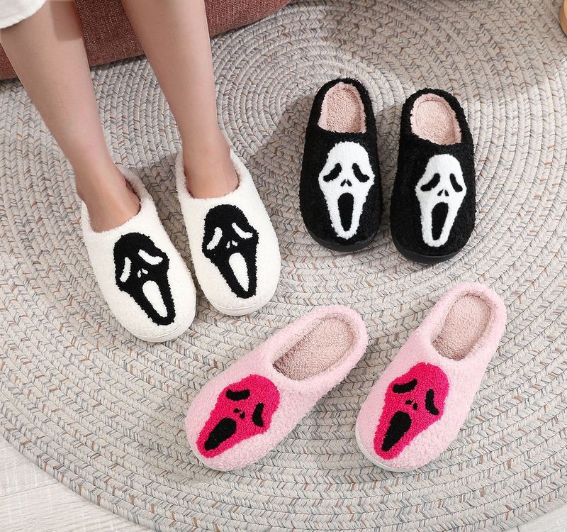 Winterpantoffeln, Lächelnde Baumwolle, Neue Schreiende Schuhe, Halloween Skelett Größe, Home Baumwolle_voghion.com