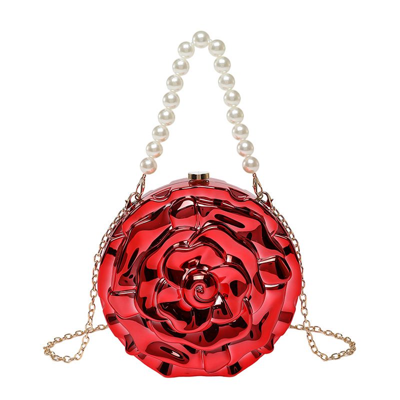 Abend-Clutch mit Blume, runde Scheibe, trendige Mode, einzelne Schulter, Umhängetasche, neue Nischen-Design-Tasche für Frauen_voghion.com