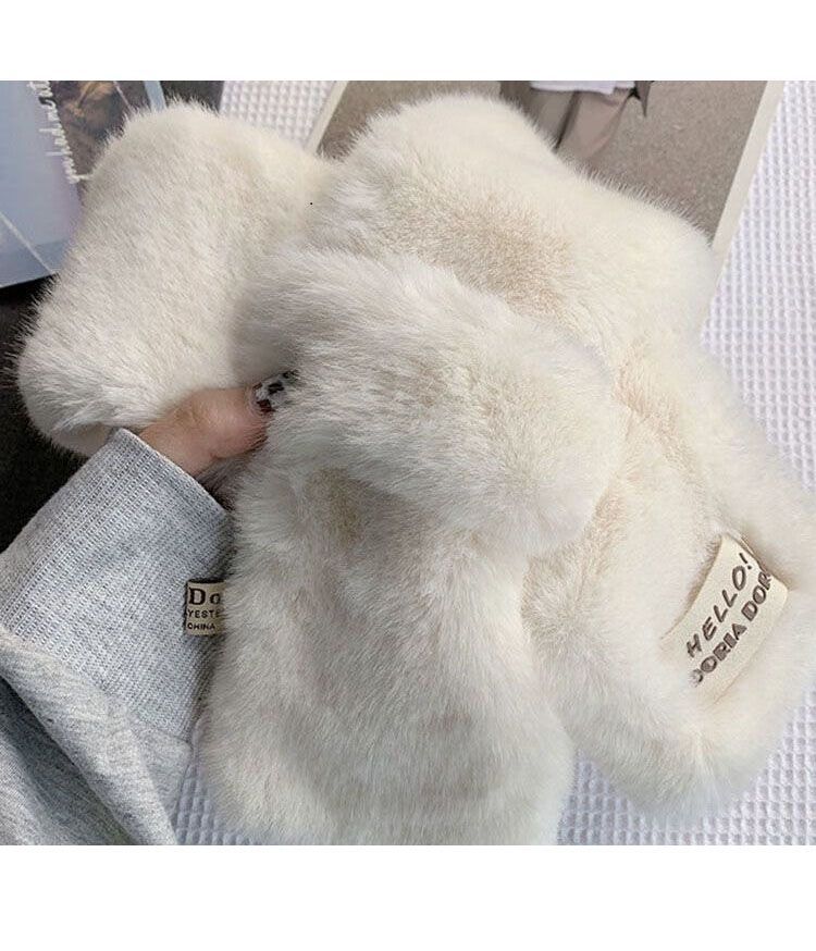 Koreaanse stijl sfeer pluche vrouwen warme korte kruis sjaal voor dames winter kleine nekwarmer bontkraag_voghion.com