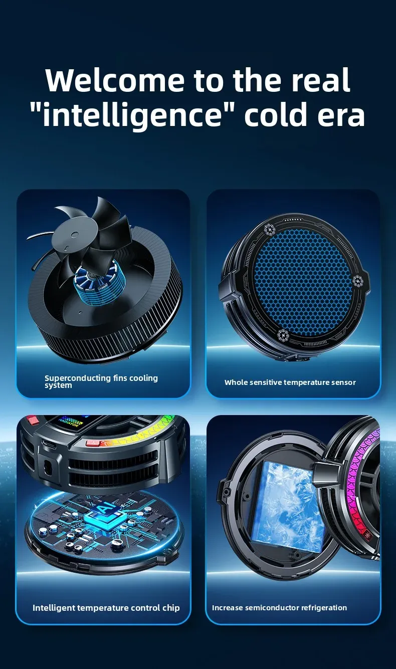 Big Tablet Cooler For IPad, Cooling Fan With AI Smart Temperature Control, 4 Levels RGB Adjustable, Magnetic & Removable_voghion.com