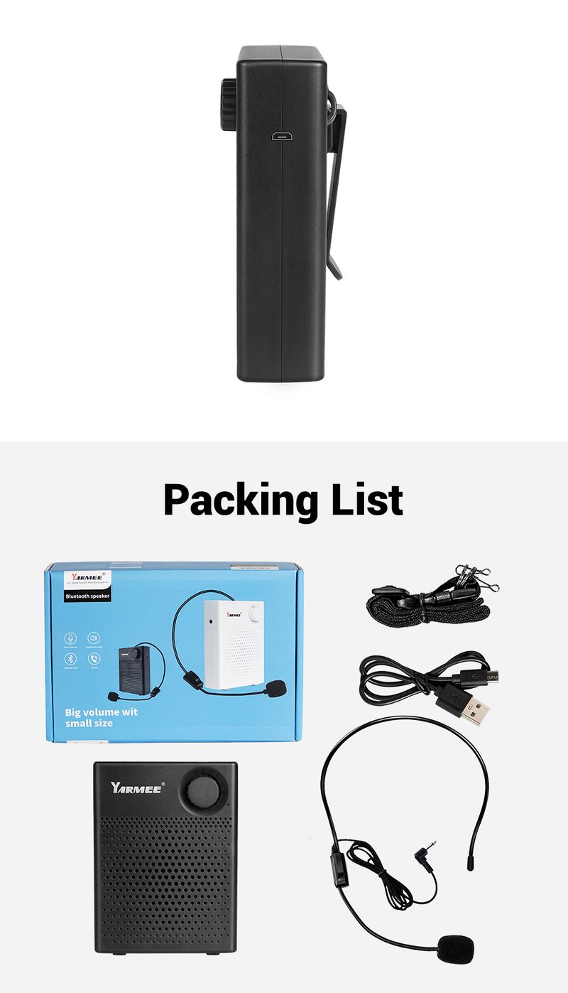 YARMEE Megafon Tragbare Bluetooth Stëmmverstärker USB Lautsprecher Professionelle Mikrofon fir Enseignanten Instrukter Tour_voghion.com