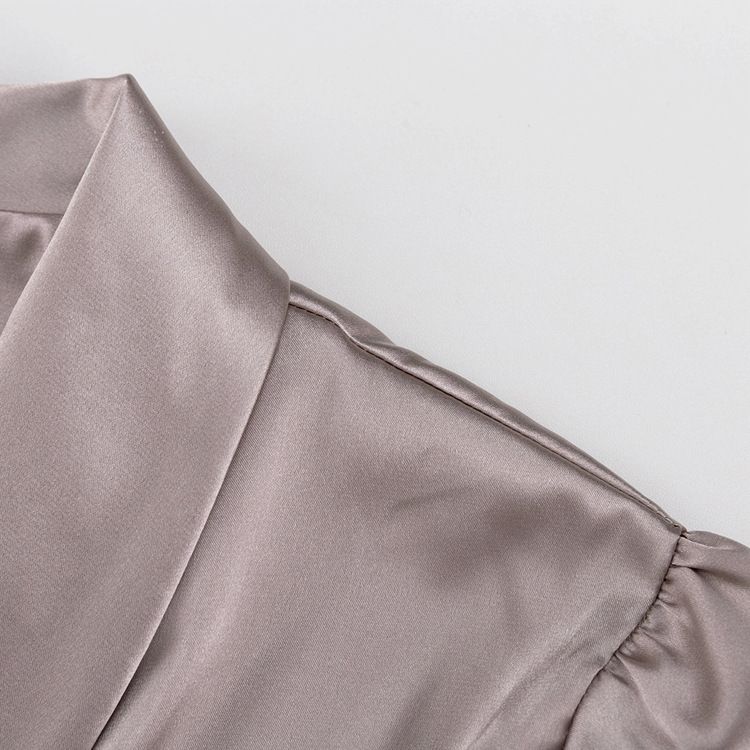 Abbigliamento da donna Autunno Casual Lazy Suit Piuma Manica lunga Lacci Raso Due pezzi Suit_voghion.com