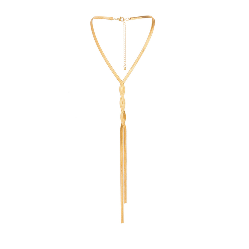 Dames sieraden hiphop metalen wind snake bone chain ketting trend geometrisch lang geweven sleutelbeen ketting_voghion.com