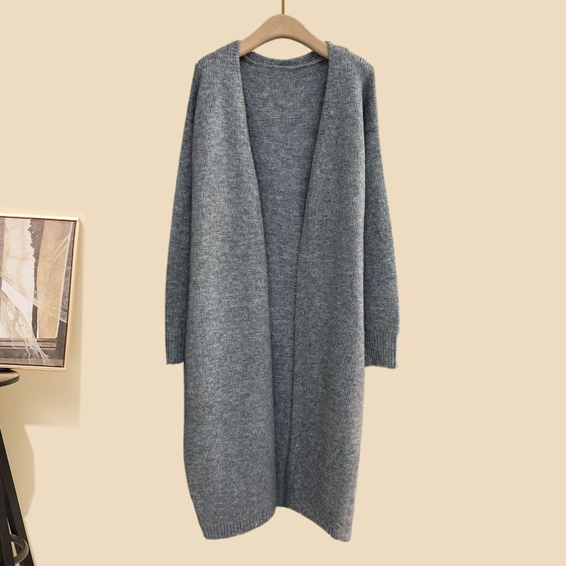 Damen Kleeder Hierscht Kostüm fir Fraen nei Mëtt Längt Cardigan Jacket mat héich Hals Pullover schlank breet Been Hosen Dräi Stéck Kostüm_voghion.com