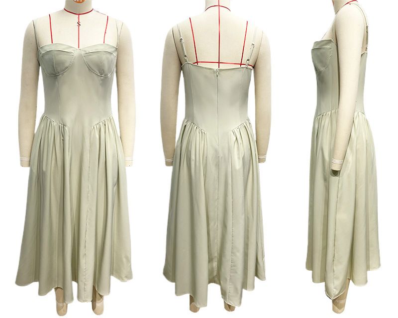 Gonna lunga estiva in stile palazzo francese, con abito a fascia e cintura, per donna_voghion.com