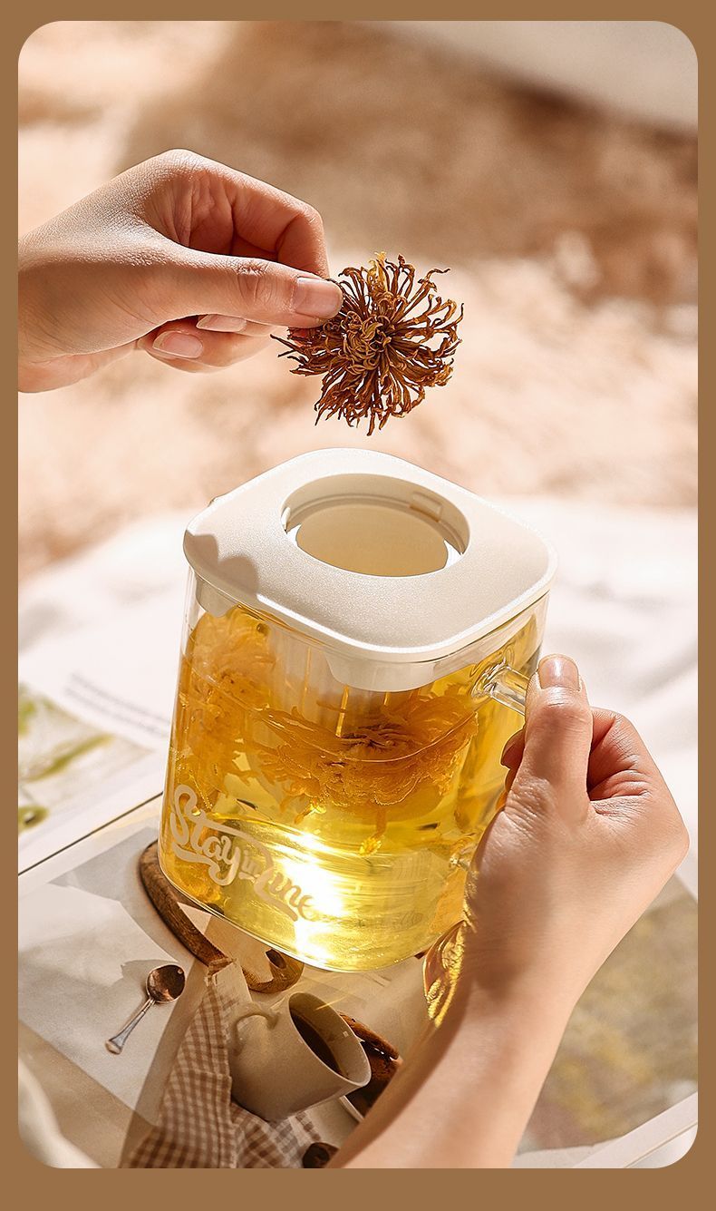 Vaso de vidrio Xilekou para uso doméstico y de oficina, con separación de agua, alto contenido de borosilicato, gran capacidad, apto para preparar té de hierbas._voghion.com