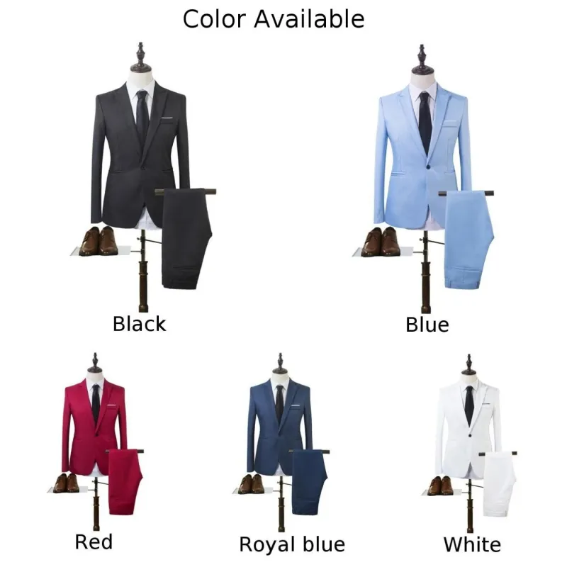 Blazer + Broek 2 stks/set mannen Formele Blazer Jassen Jas Broek Smoking Bruiloft Slanke Zakelijke Jurk Pak Kleding voor man_voghion.com